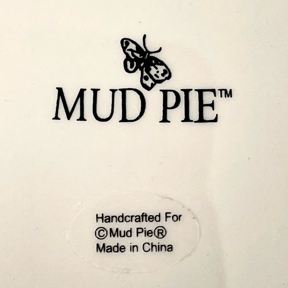 Mud Pie Black, Cream and Gold Trimmed Dessert Plates - Set of 2 - Picture 4 of 6